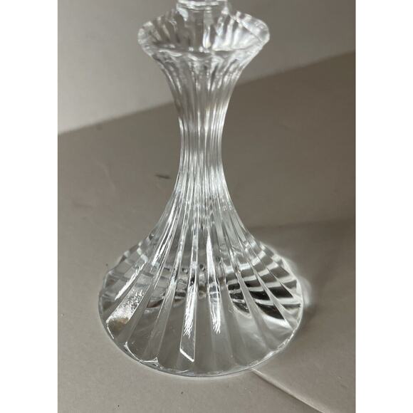 Mikasa The Ritz Crystal Candle Holder Clear Glass Fluted Ribbed 6.25” - Picture 3 of 4